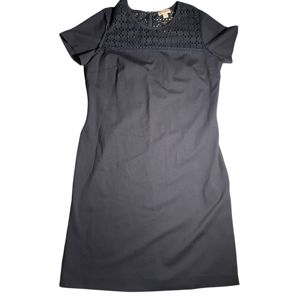 Brooks Brothers Red Fleece Womens XL Navy Shift Dress Eyelet Lace Detail Classic